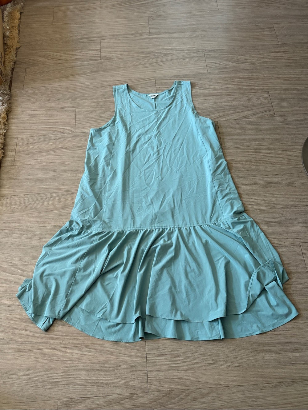 Eddie Bauer Aqua Sleeveless Ruffle-Hem Dress